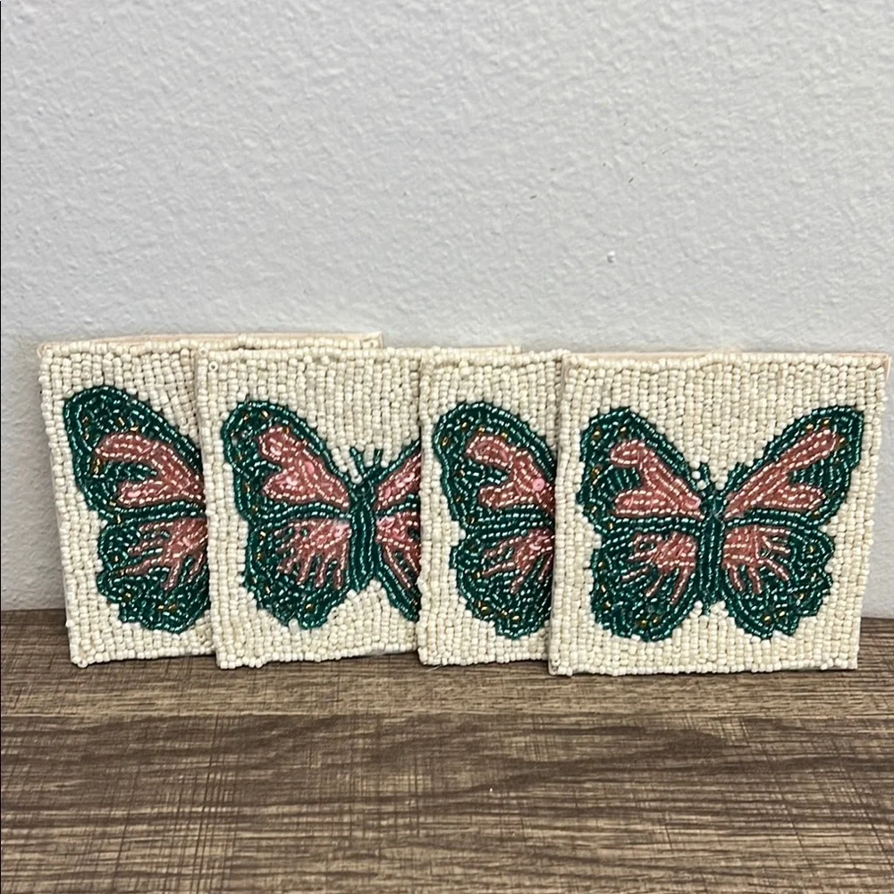 Butterfly Beaded Coasters - Picture 1 of 3